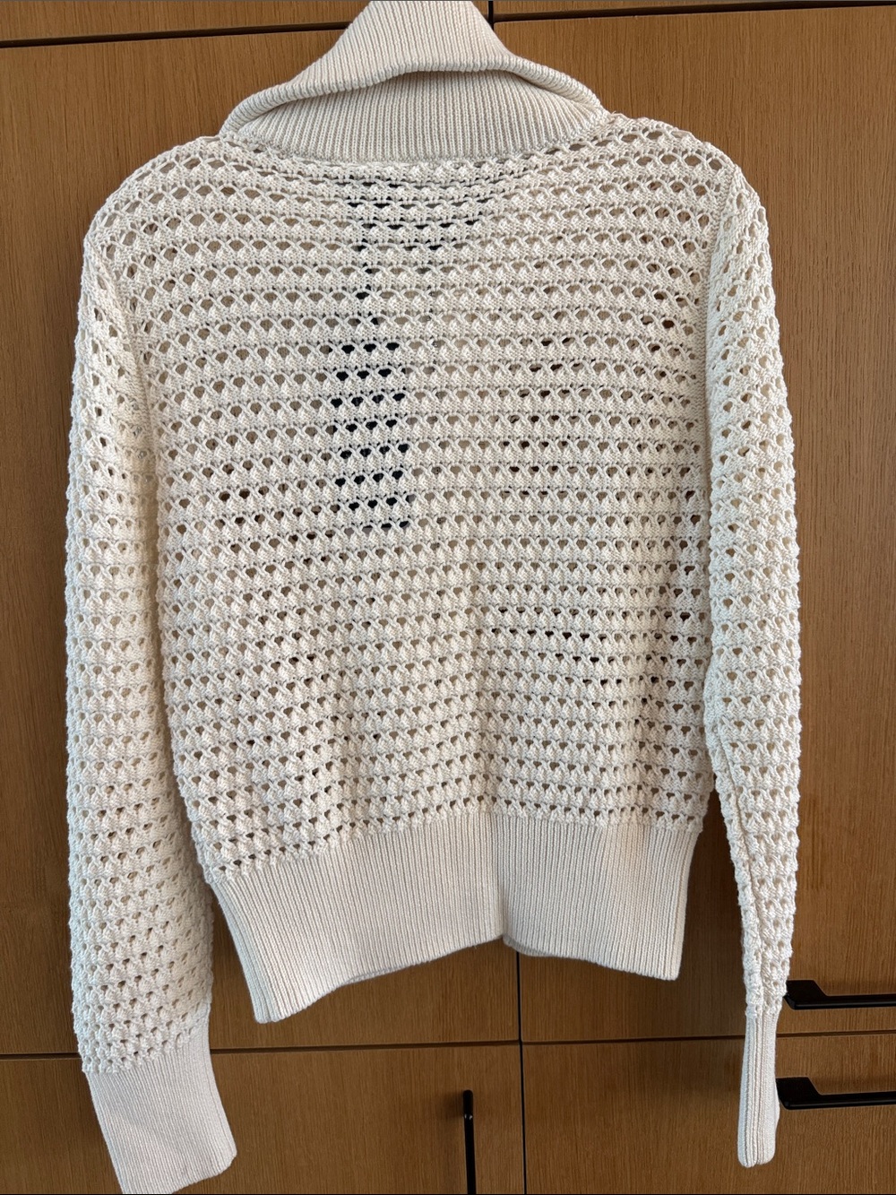 Varley Eloise white pointelle knit full-zip sweater Women’s size Xsmall - Picture 6 of 8
